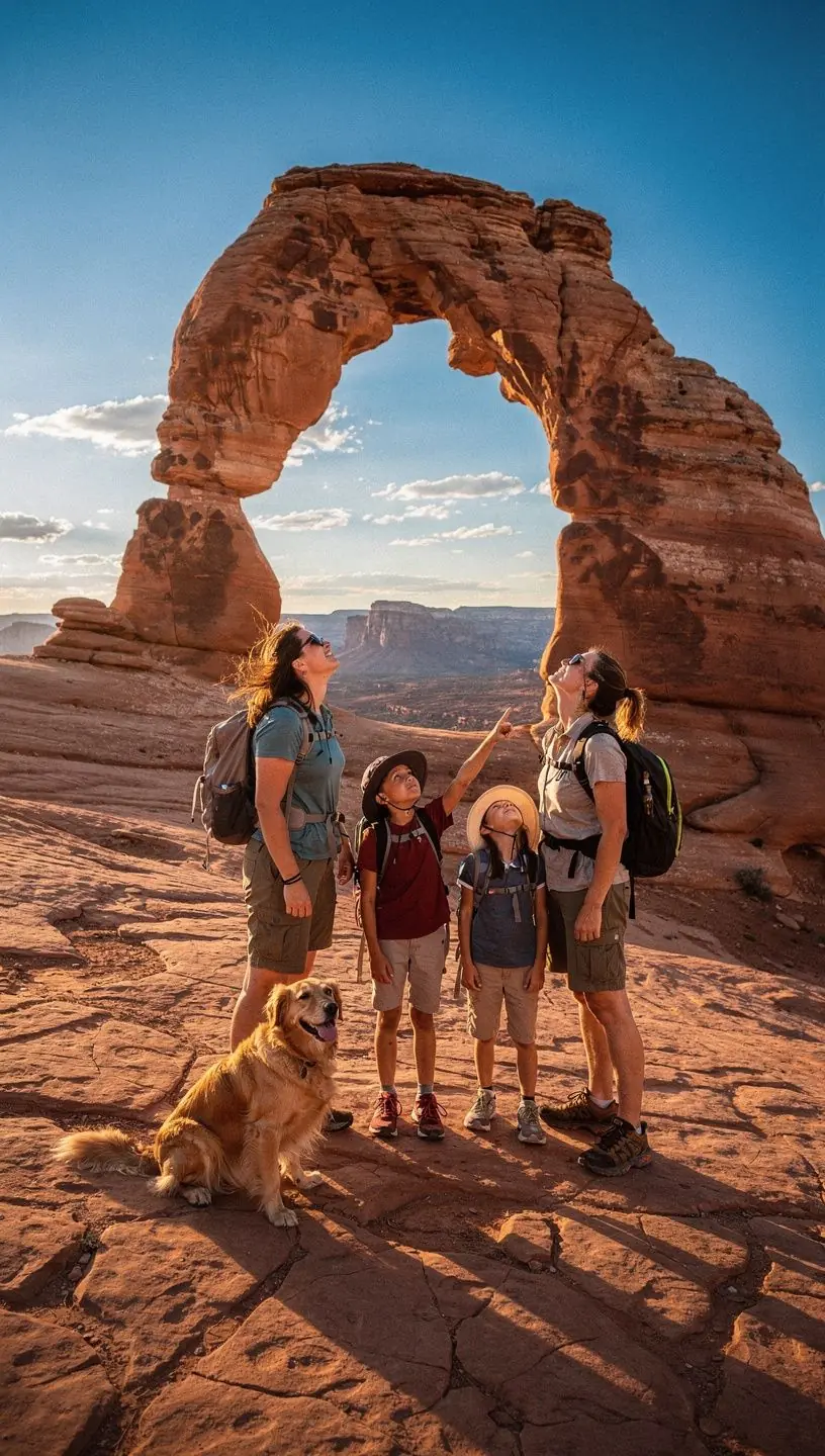 Нежные оттенки неба над Национальным парком Арки в вечернее время.