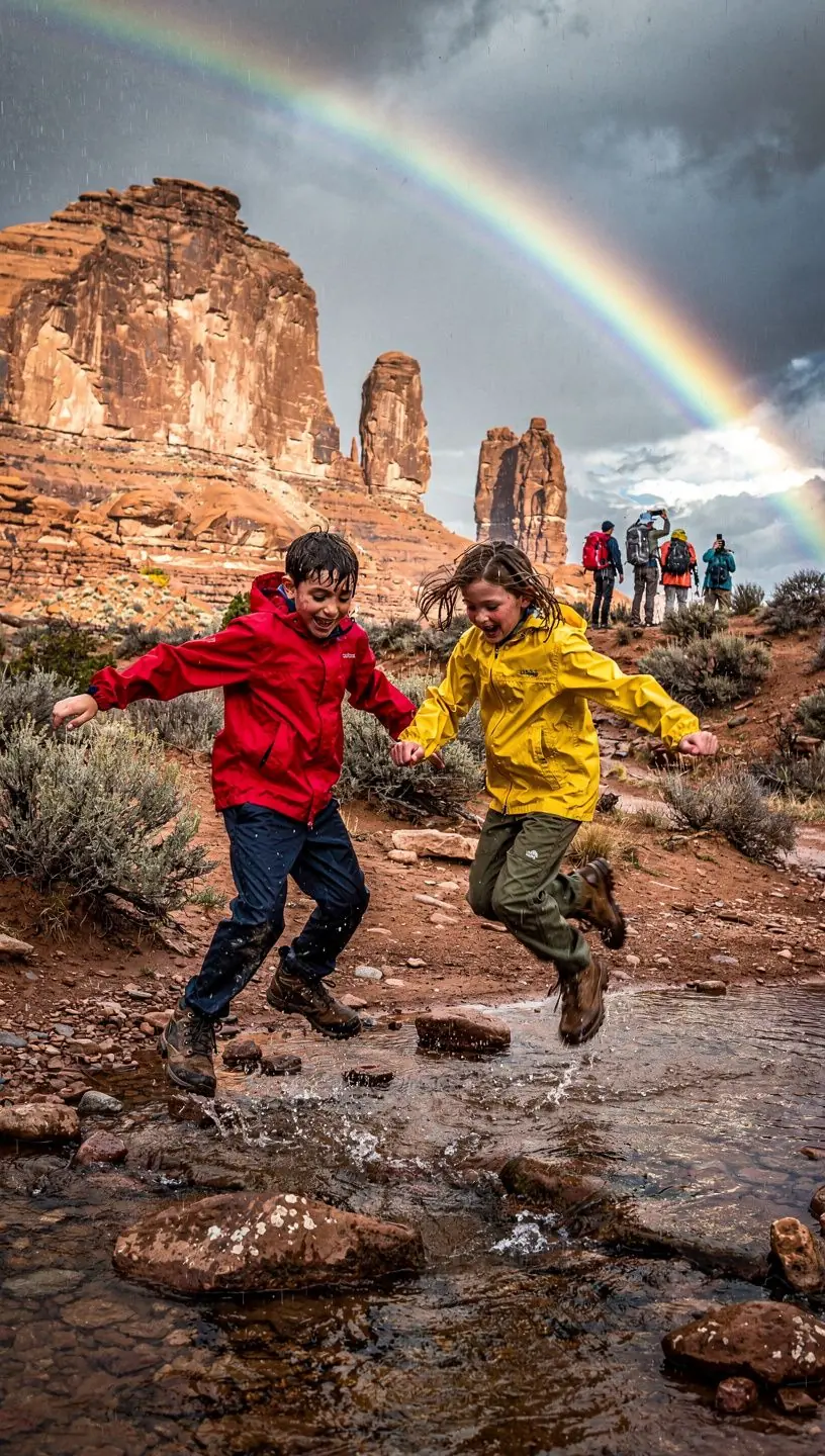 Закат над Арками, создающий волшебную атмосферу в природе.
